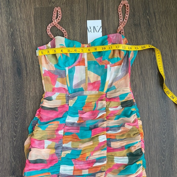 Zara 2022 chain strap multicolored printed dress - Picture 16 of 16